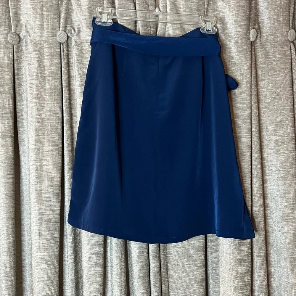 NWT Paris Sunday Blue Faux Tie Waist A Line Mini Skirt Size 8